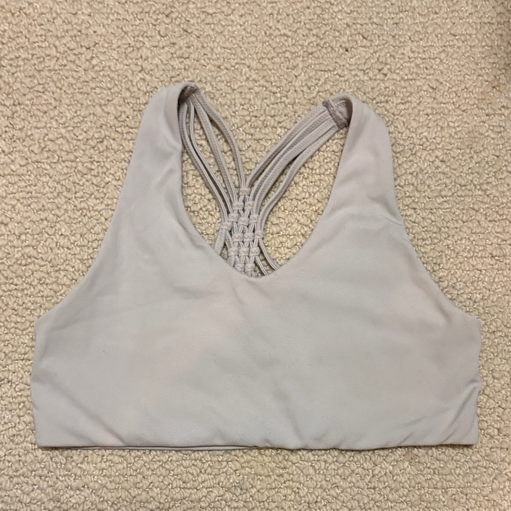 aerie Tan Macramé-Strap Sports Bra